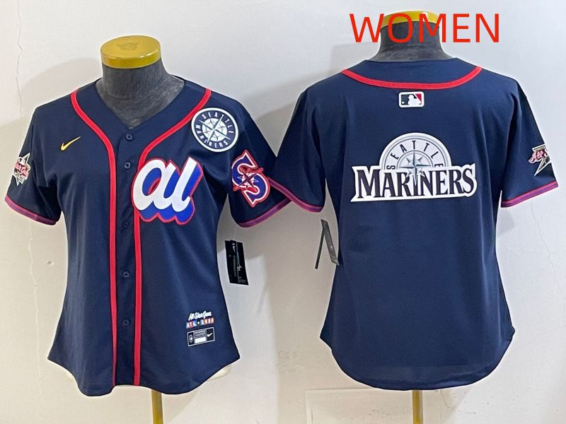 Women 2025 Seattle Mariners Blank Drak Blue All star Nike MLB Jersey style 06